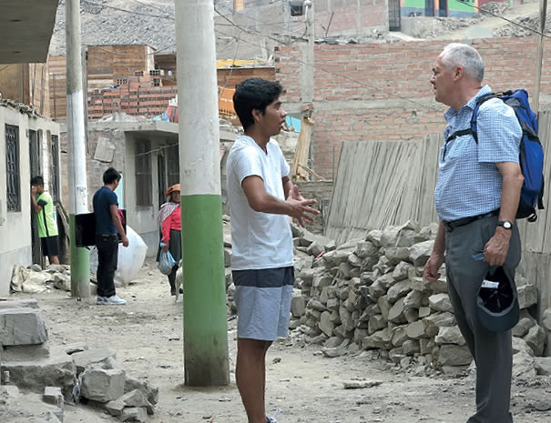 Fr. John Boles on the streets of his parish in Lima, Peru